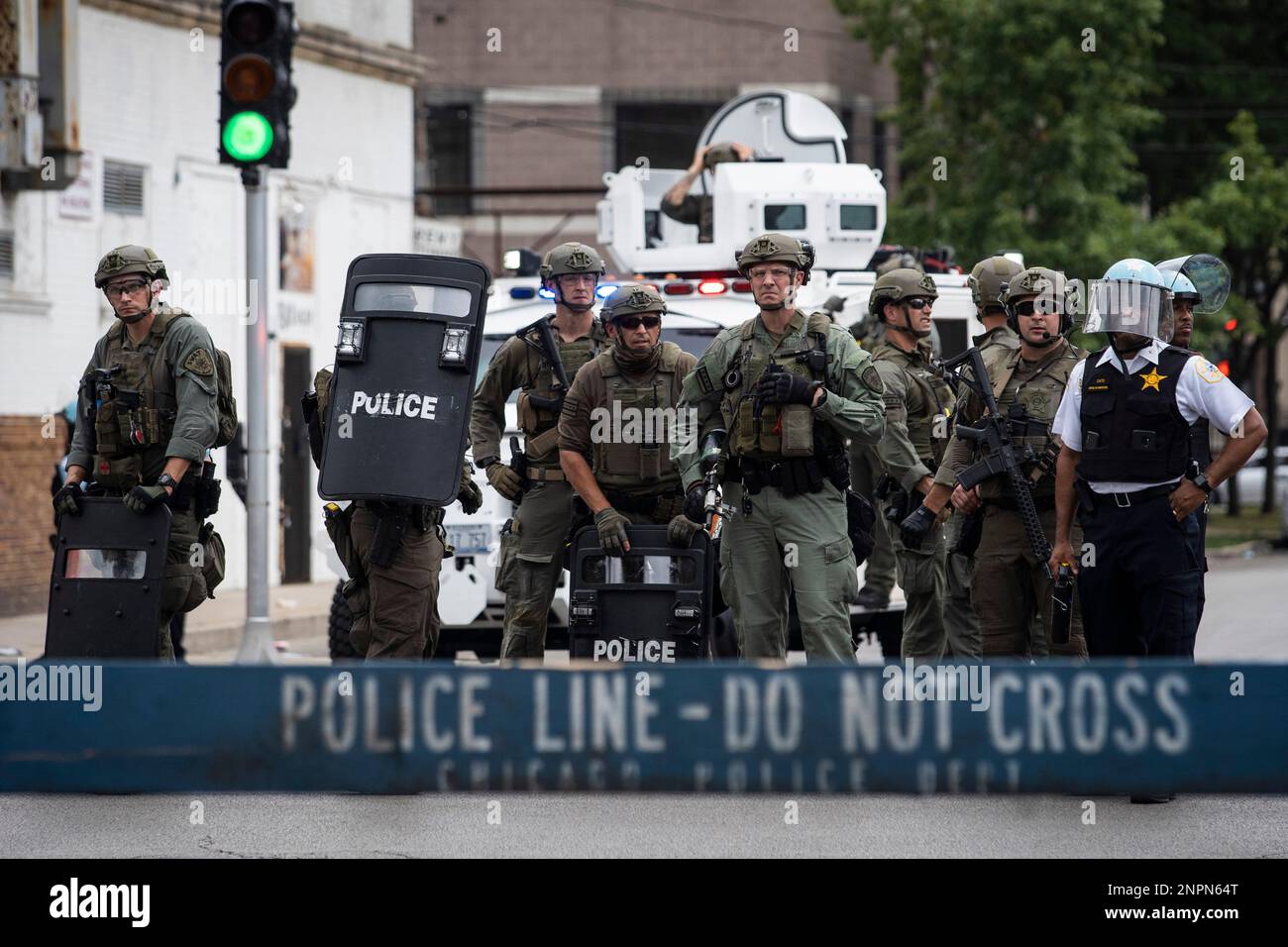 Chicago Police SWAT Officers Respond To Rioting Near West Madison 