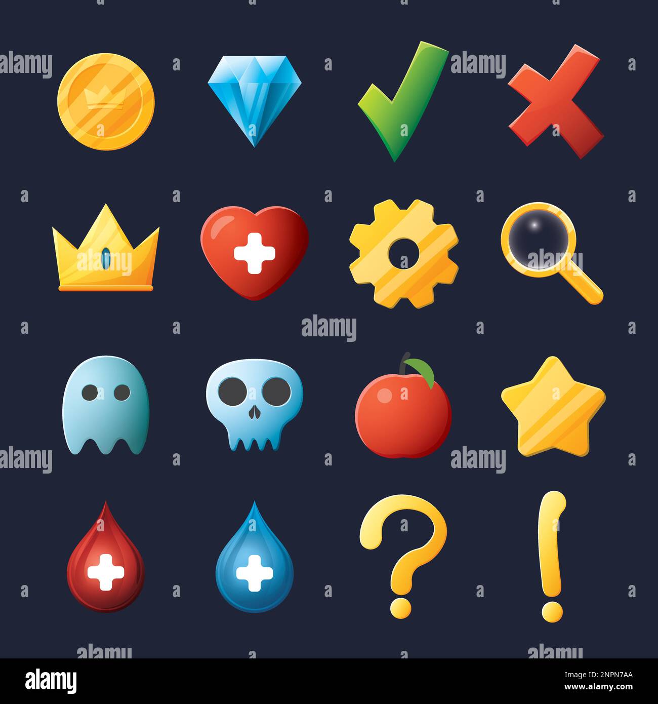 Game UI assets set. Gaming user interface icons collection. vector ...