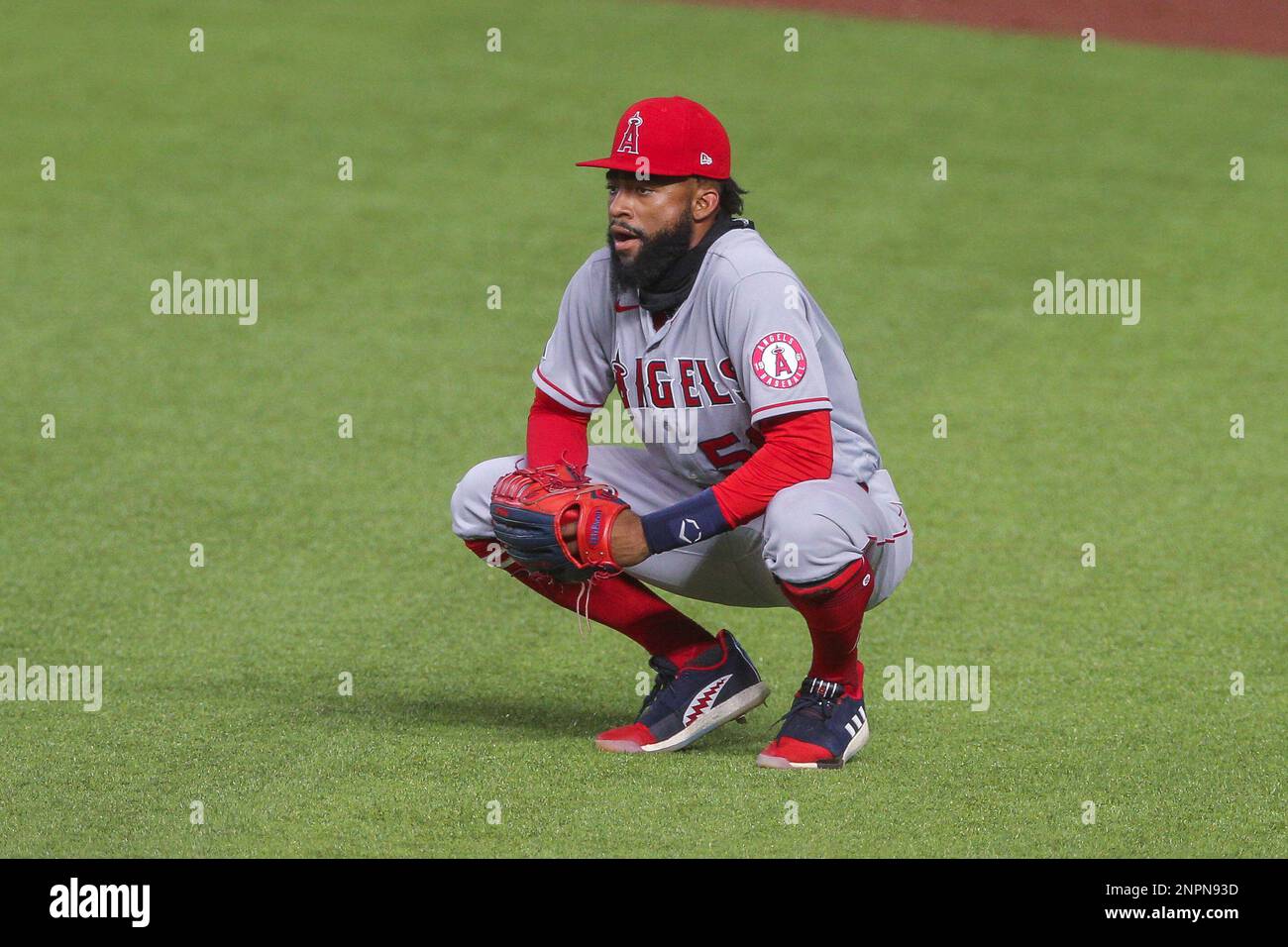 ARLINGTON, TX AUGUST 09 Los Angeles Angels right fielder Jo Adell