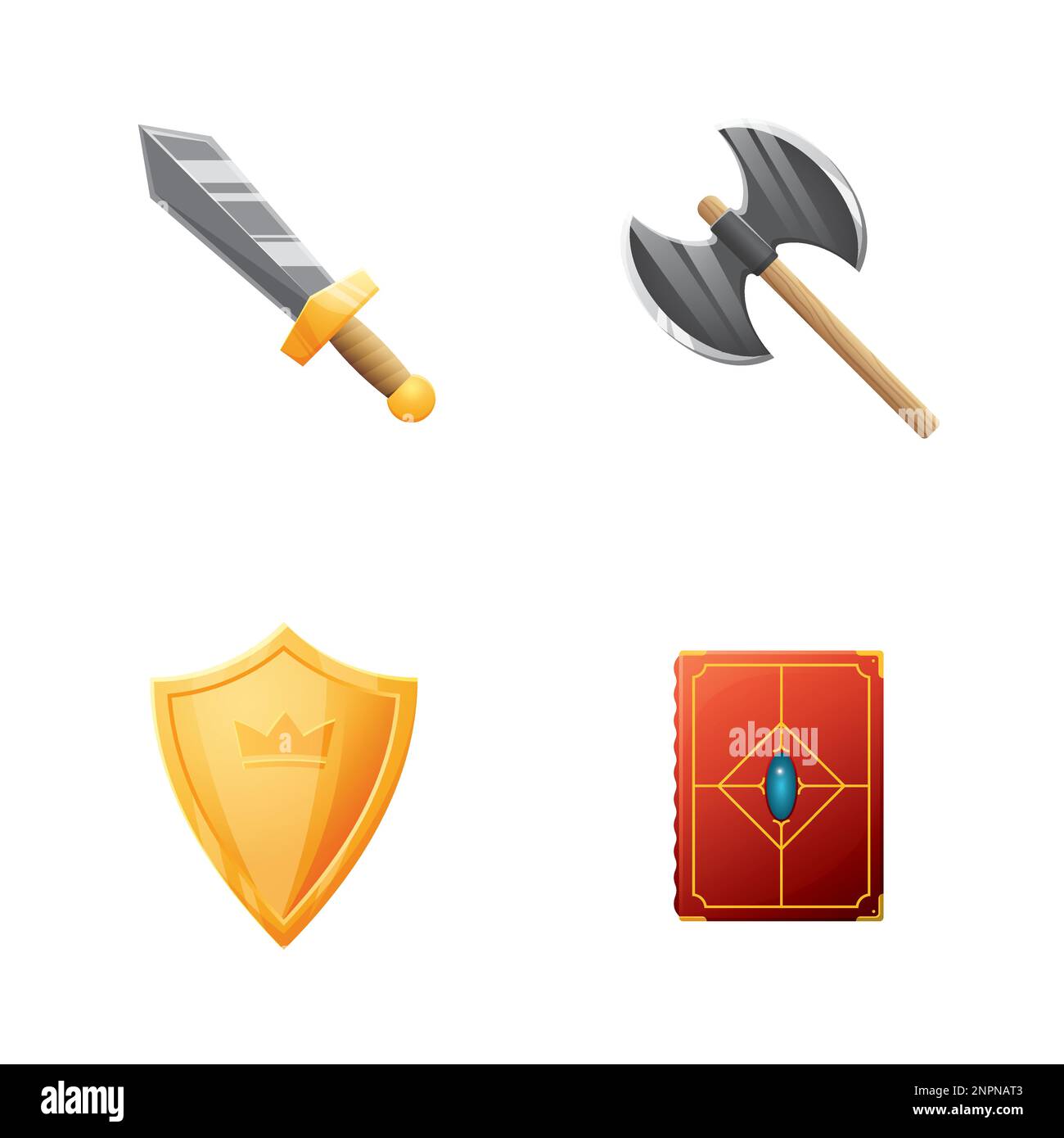 Game UI assets set. Gaming user interface icons collection. vector illustration. Stock Vector