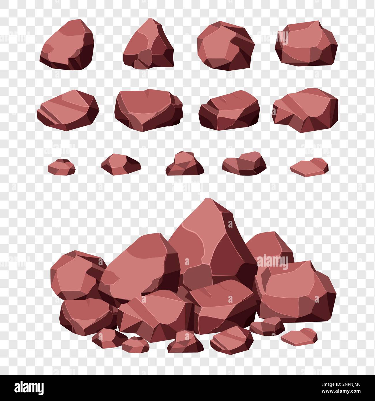 Ore Rocks Vector Rock and stones set. Different shape ore boulder collection. vector ...