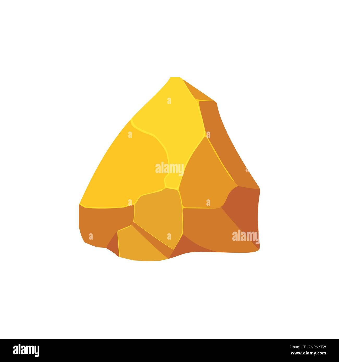 Gold rock boulder. Natural shape golden stone. vector illustration ...