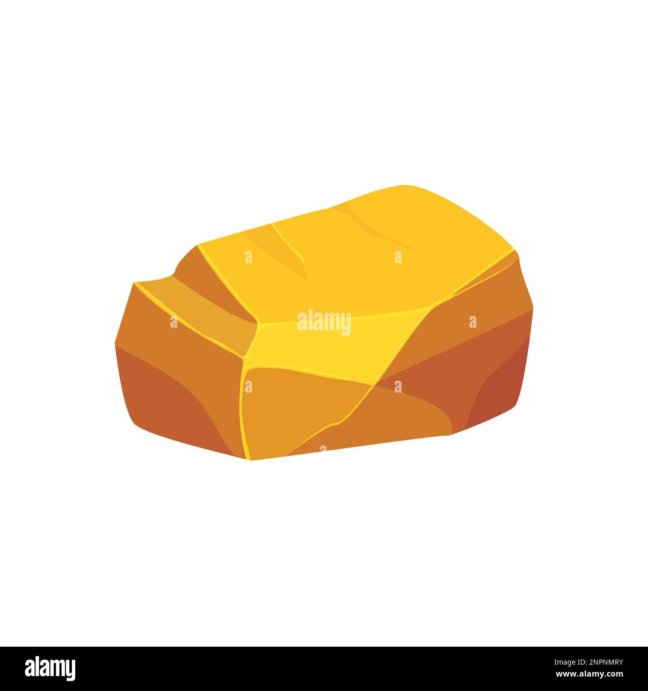 Gold rock boulder. Natural shape golden stone. vector illustration ...