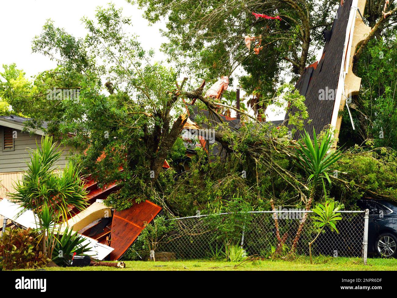 A home in Brownsville, Texas is shown damaged Sunday, July 26, 2020