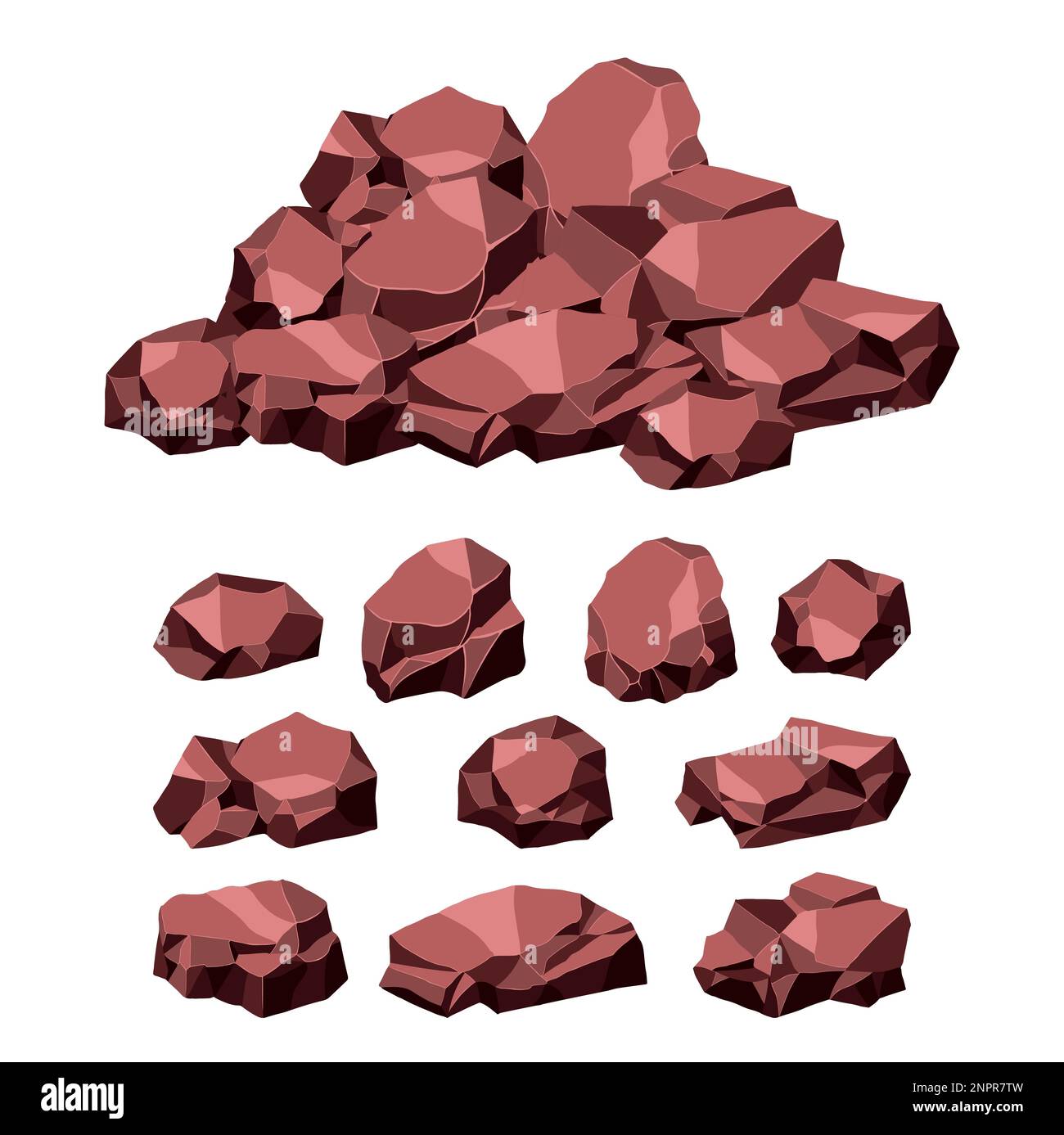 Shaped Rocks Vector Rock and stones set. Different shape ore boulder collection. vector ...