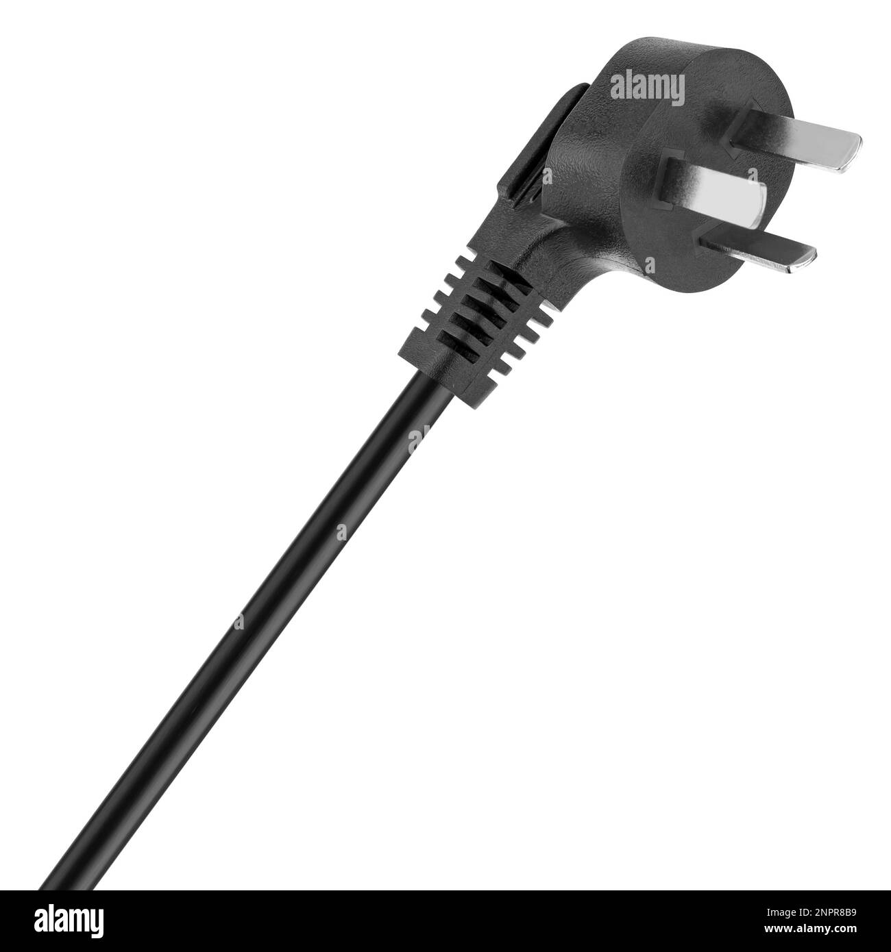 plug BS 1363, with three pins, on a white background Stock Photo