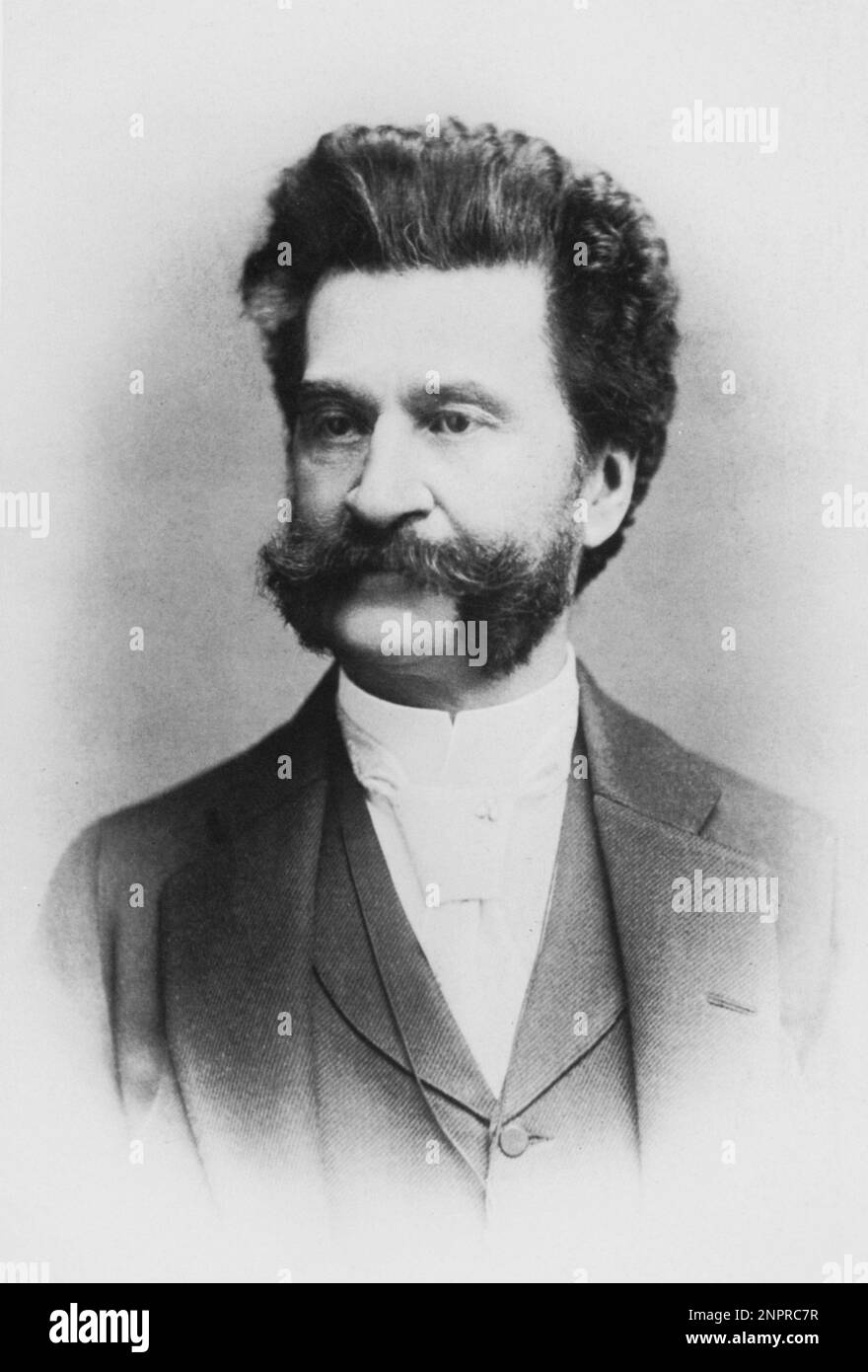 The austrian  music composer   JOHANN STRAUSS Jr ( 1825 - 1899 ) , dubbed the WALTZ KING , famous for the Operetta DIE FLEDERMAUS   - MUSICA CLASSICA - COMPOSITORE - portrait - ritratto - colletto - collar - tie - cravatta -  baffi - moustache - WALTZER - walzer   ----  Archivio GBB Stock Photo