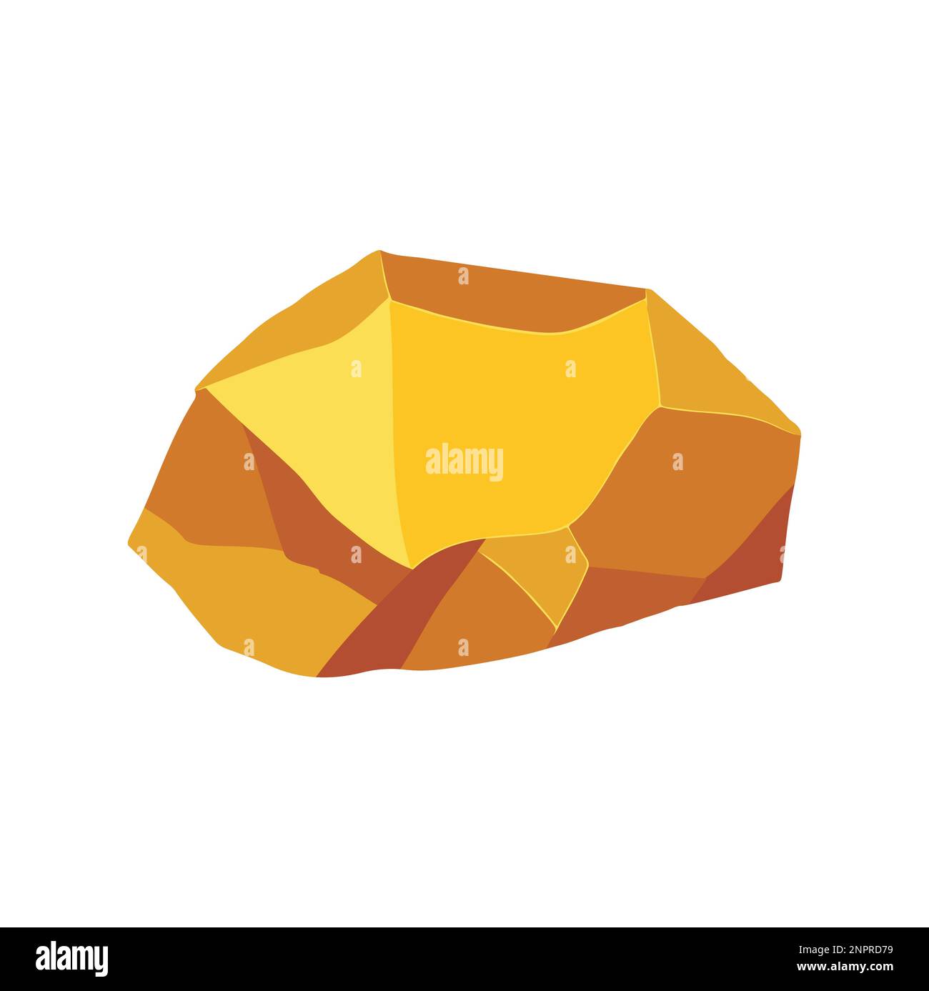 Gold rock boulder. Natural shape golden stone. vector illustration ...