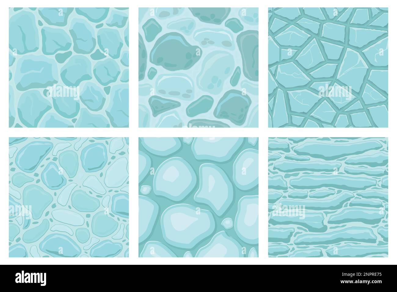 Cartoon game textures, ice surface seamless patterns. Game assets walls ...