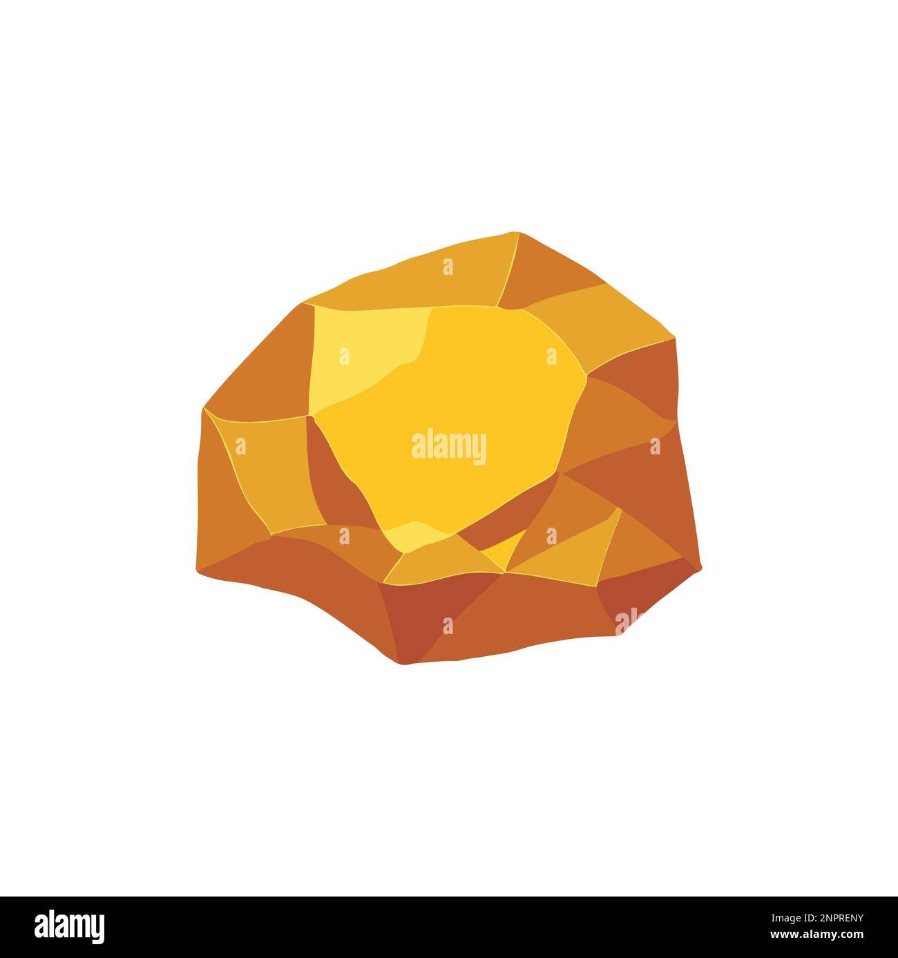 Gold rock boulder. Natural shape golden stone. vector illustration ...