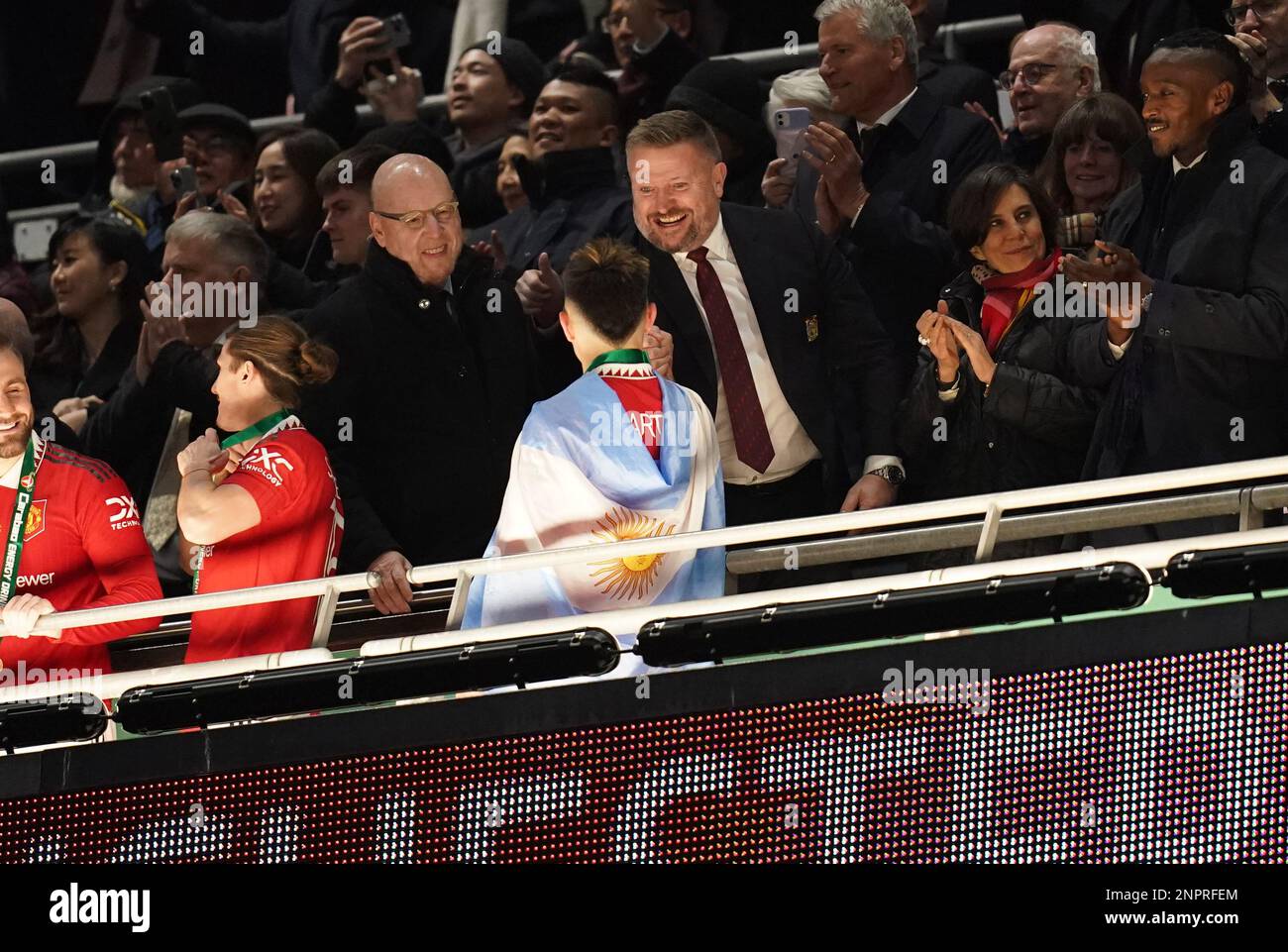 Manchester United's Lisandro Martinez is greeted by Manchester United ...