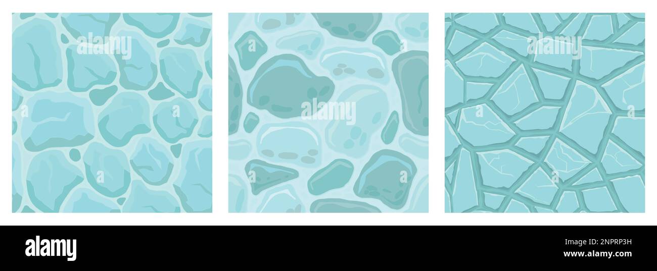 Cartoon game textures, ice surface seamless patterns. Game assets walls ...