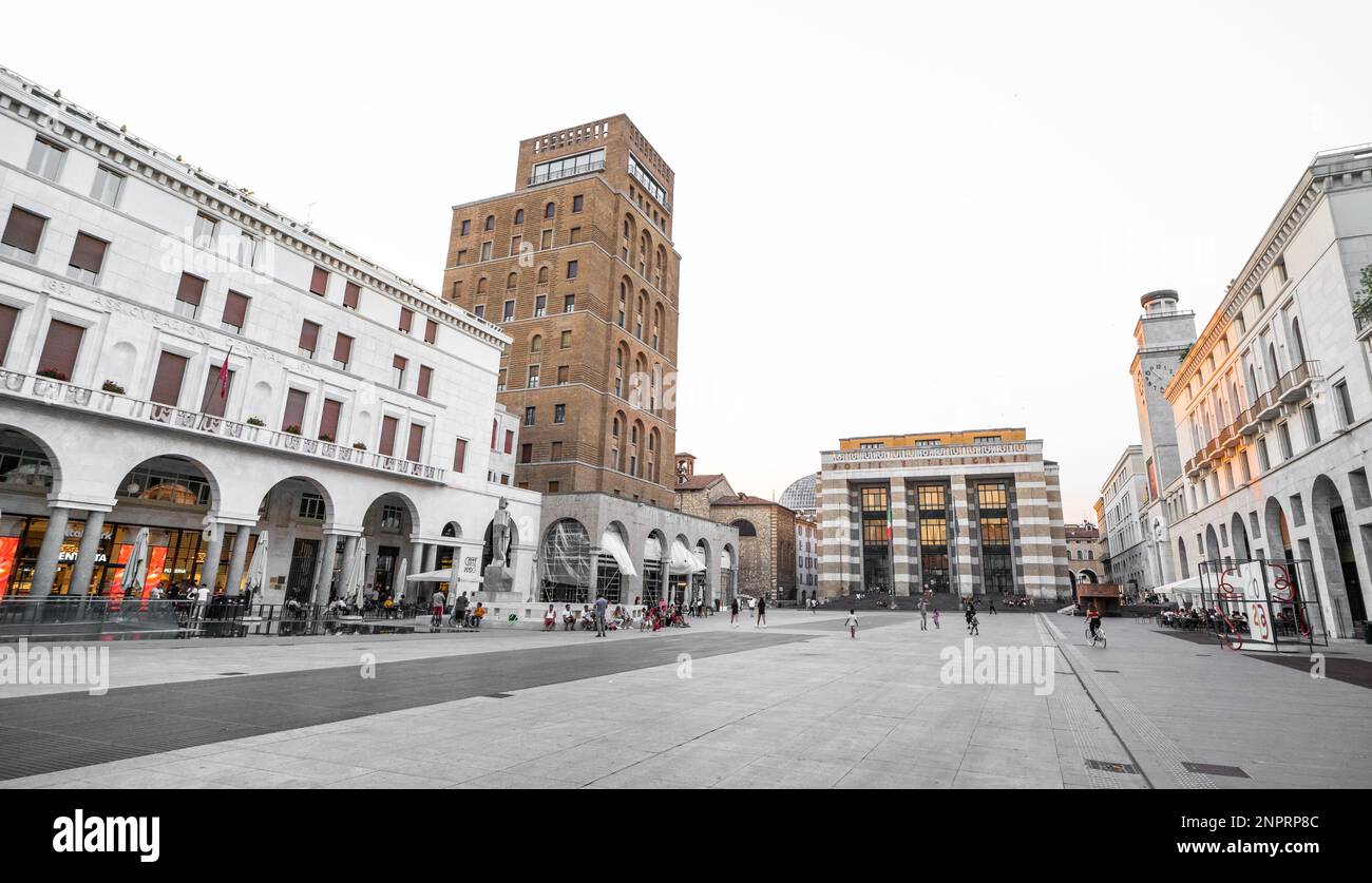 Brescia Italy city streets and old buildings. Stock Photo