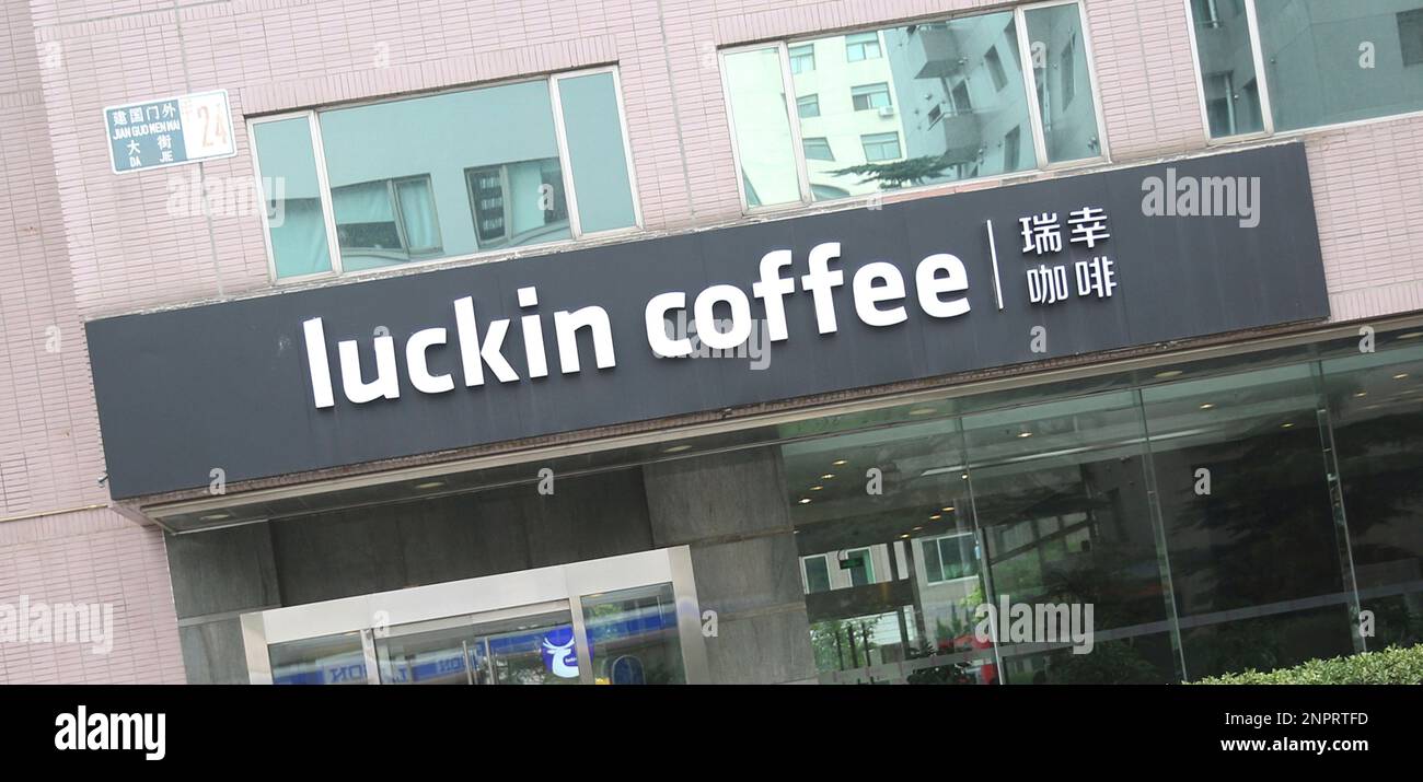 A photo shows a shop of Luckin Coffee in Beijing, China on July 21