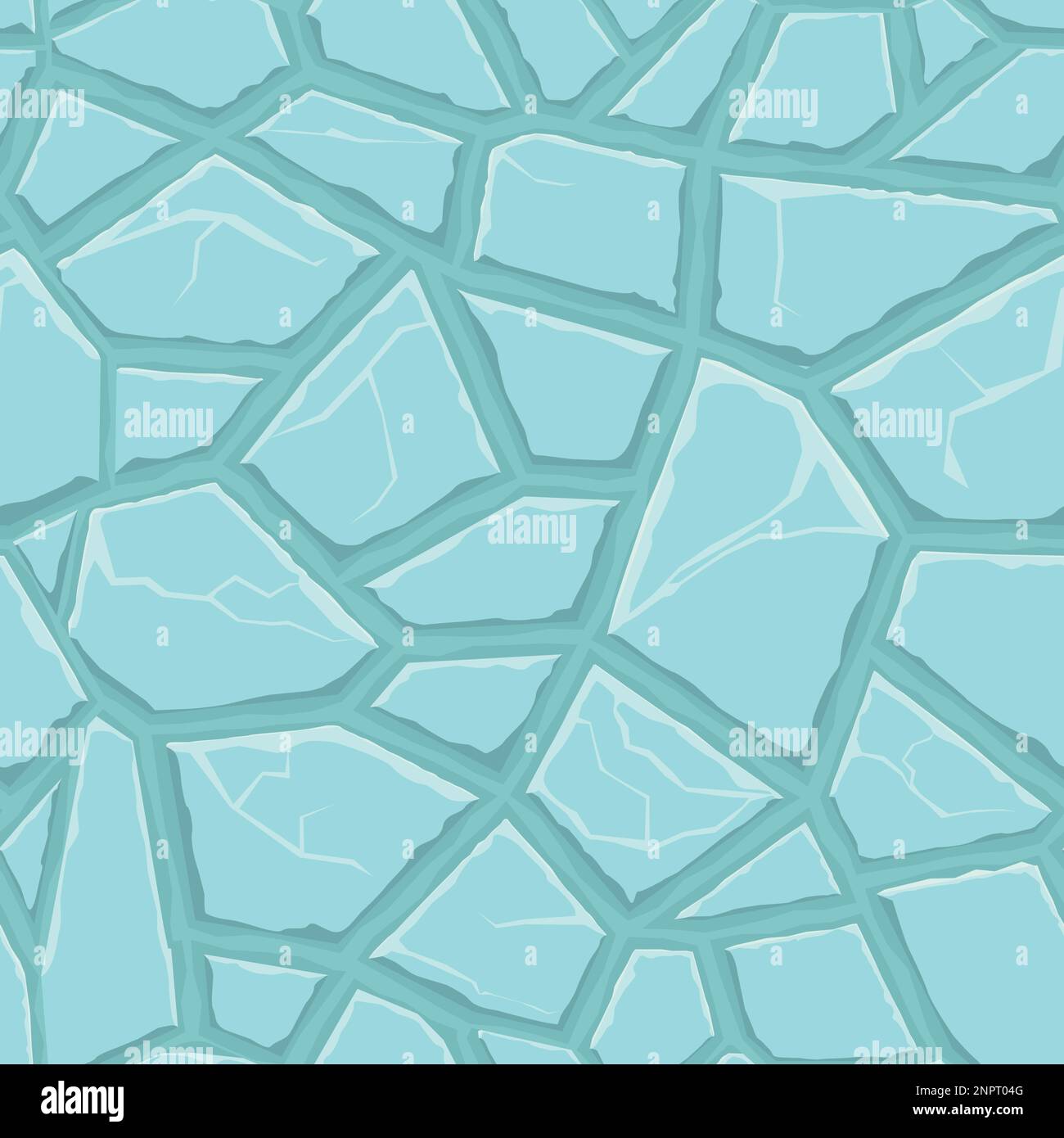 Cartoon game texture, ice surface seamless pattern. Game asset walls