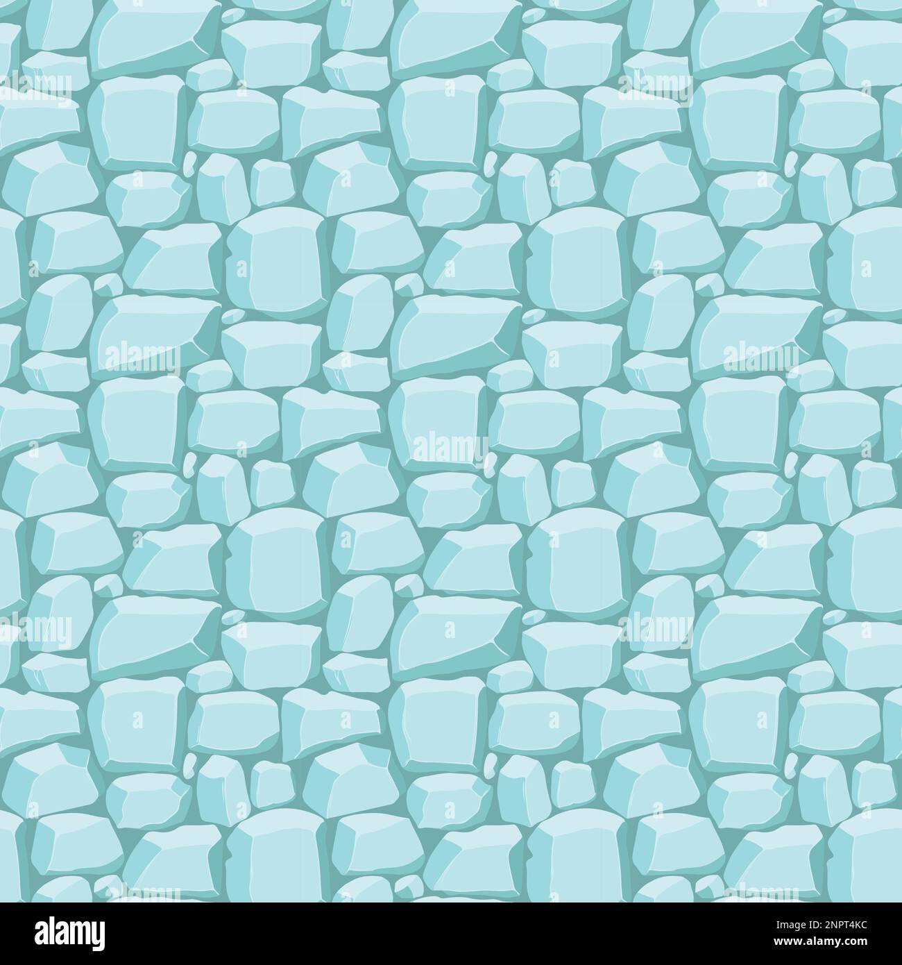 Cartoon game texture, ice surface seamless pattern. Game asset walls