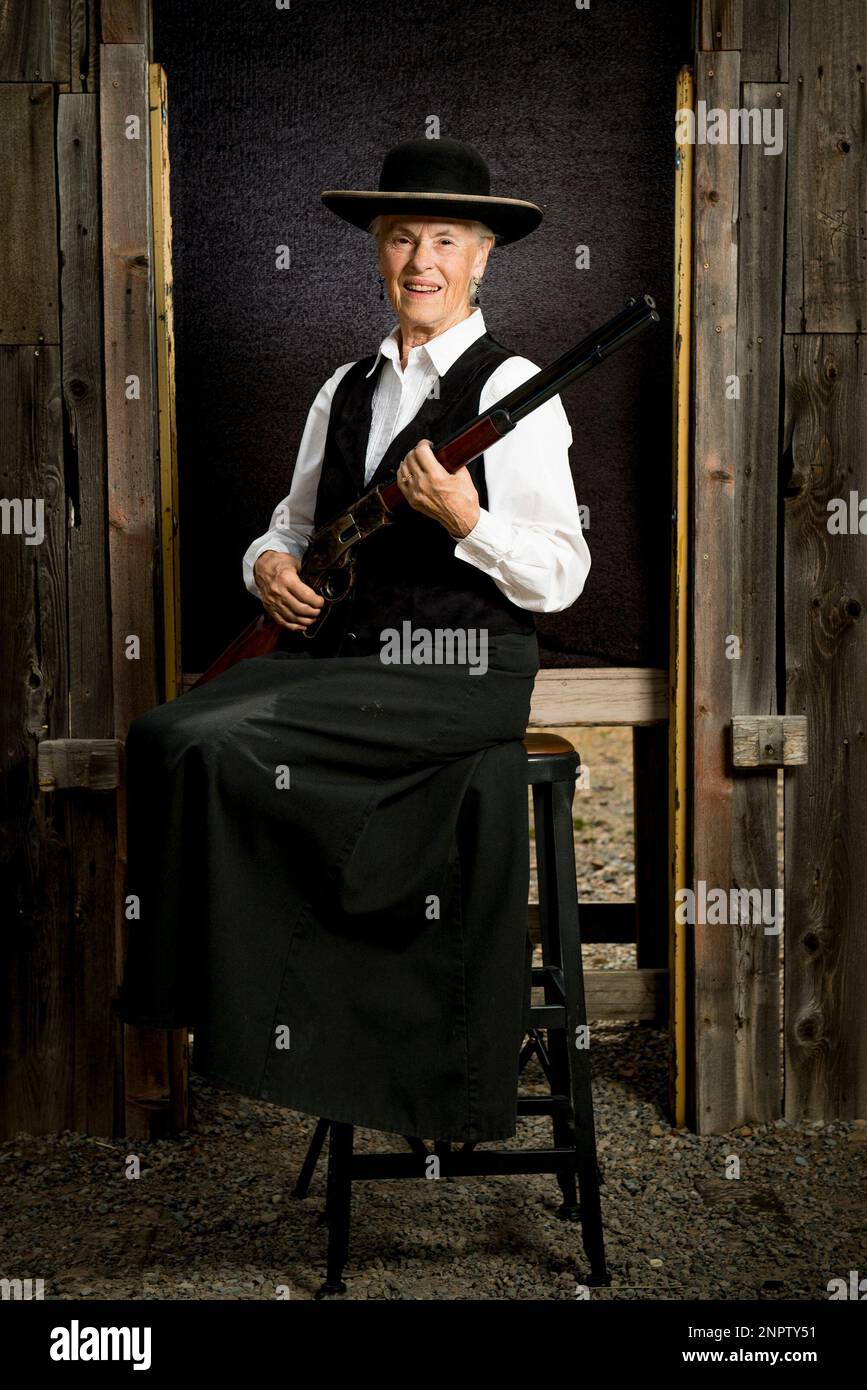 Karen Doty, 79, of Hemet, California, whose alias is "Spokane," poses