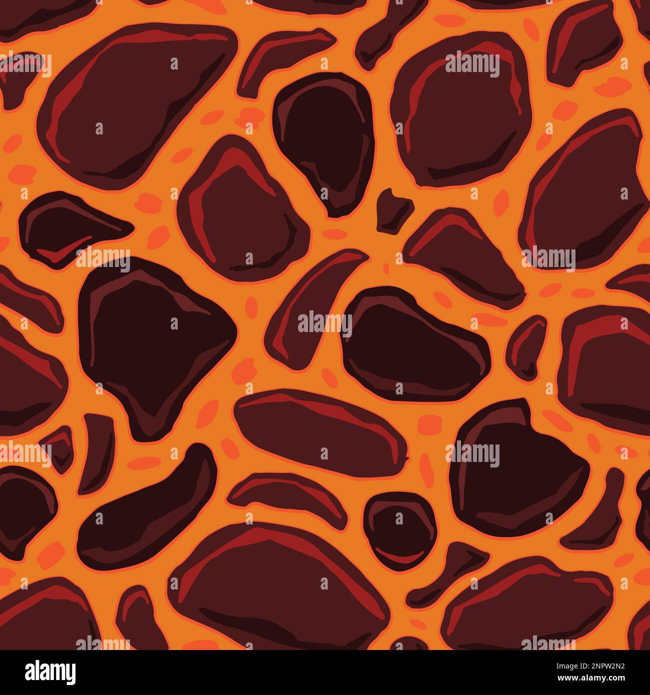 Cartoon game texture, lava surface seamless pattern. Game asset walls ...