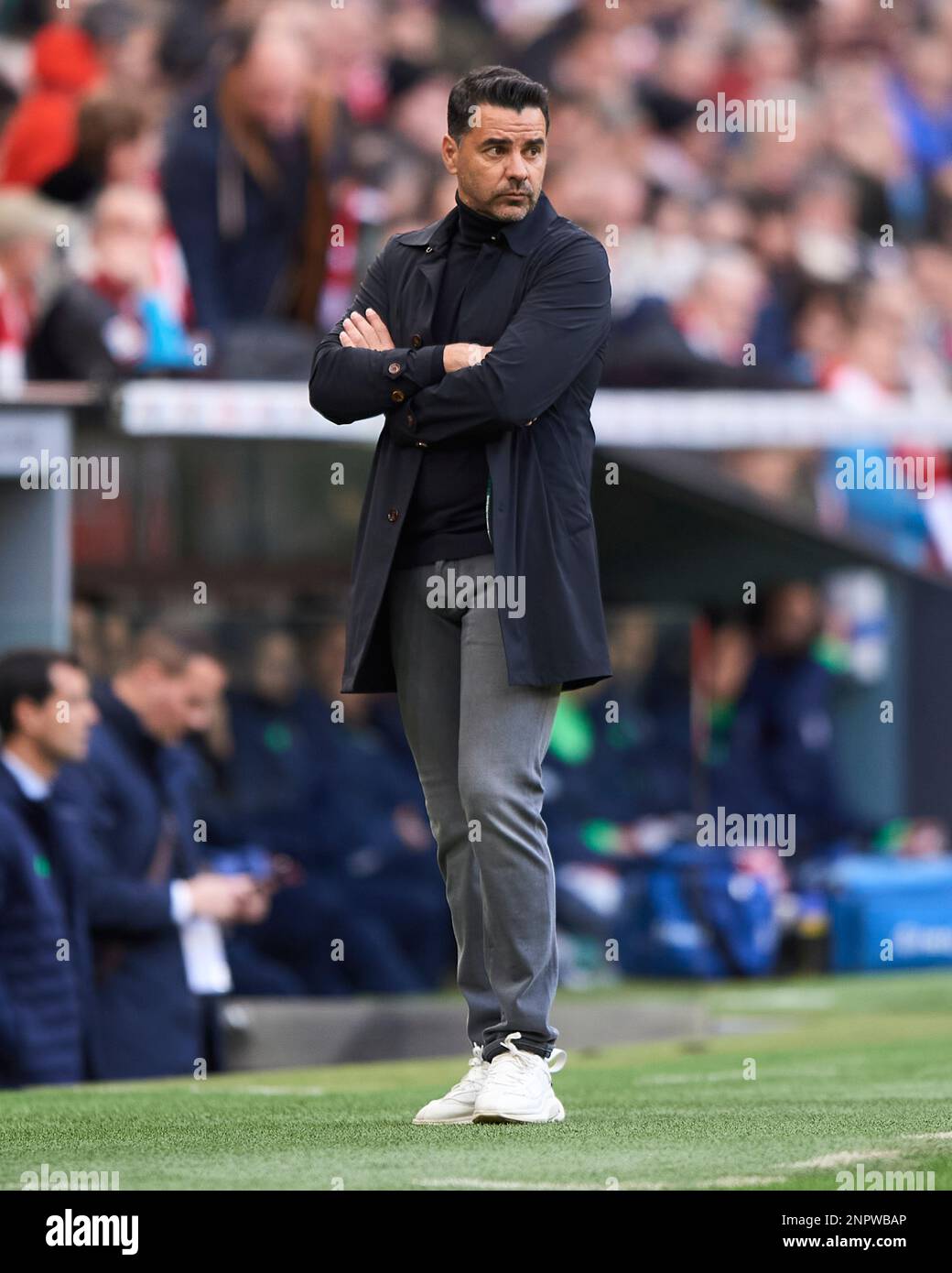 Girona FC head coach Michel Sanchez during the La Liga match between Athletic Club and Girona FC played at San Mames Stadium on February 26, 2023 in Bilbao, Spain. (Photo by Cesar Ortiz / PRESSIN) Stock Photo