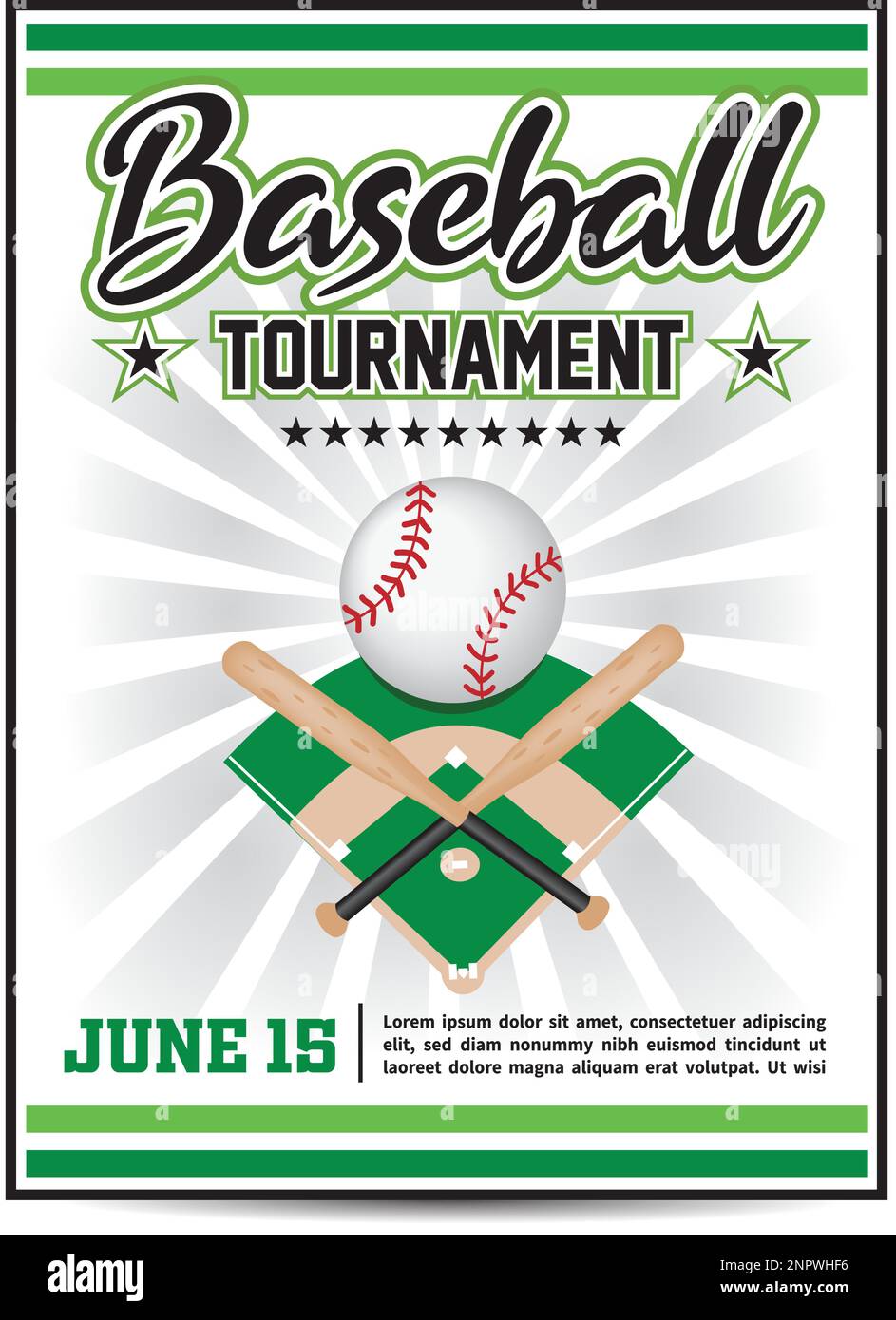 Baseball league tournament flyer poster design vector Stock Vector