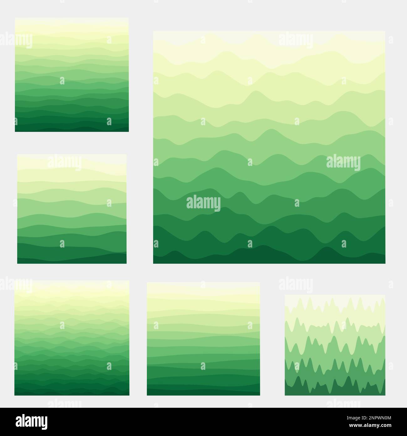 Abstract waves background collection. Curves in yellow and green colors ...