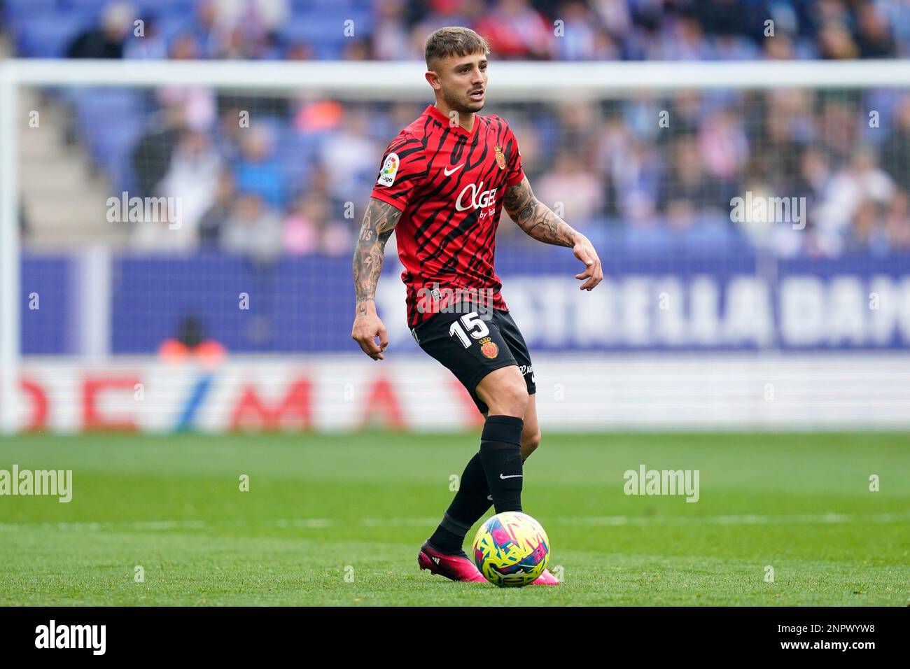 Pablo Maffeo of RCD Mallorca during the La Liga match between RCD Espanyol  and RCD Mallorca