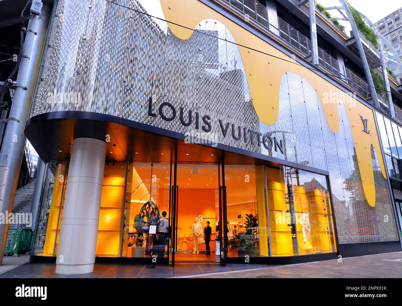 Louis Vuitton's men's flagship store stands at Miyashita Park in Shibuya  Ward, Tokyo on June 30, 2020, ahead of the opening on July 6. The new store  features Louis Vuitton men's product