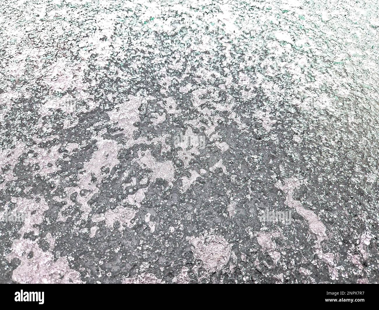 Close up of ice layer on a car windshield Stock Photo