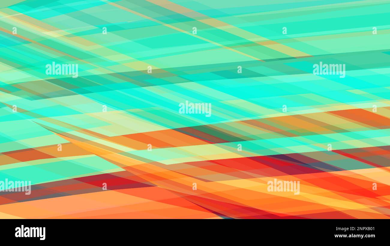 Abstract artistic vibrant background with bright turquoise and burning orange stripes. Vector graphic pattern by saturated colors Stock Vector