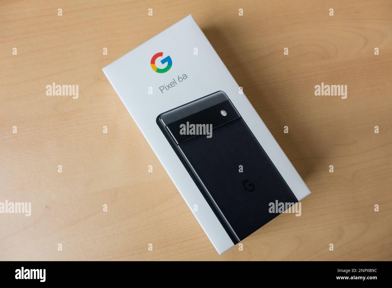 Google pixel 6a box Stock Photo