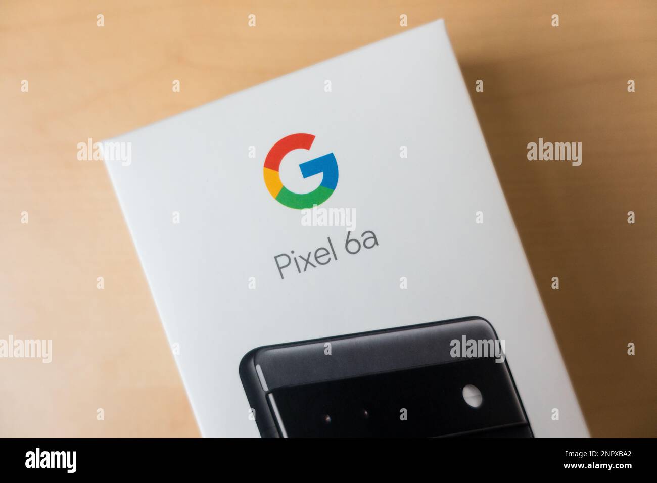 Google pixel 6a box Stock Photo