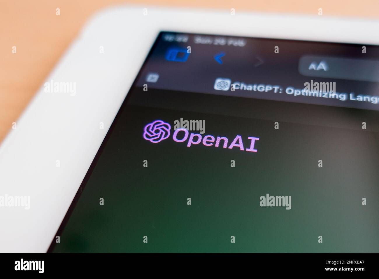 Open AI website on iPad Stock Photo