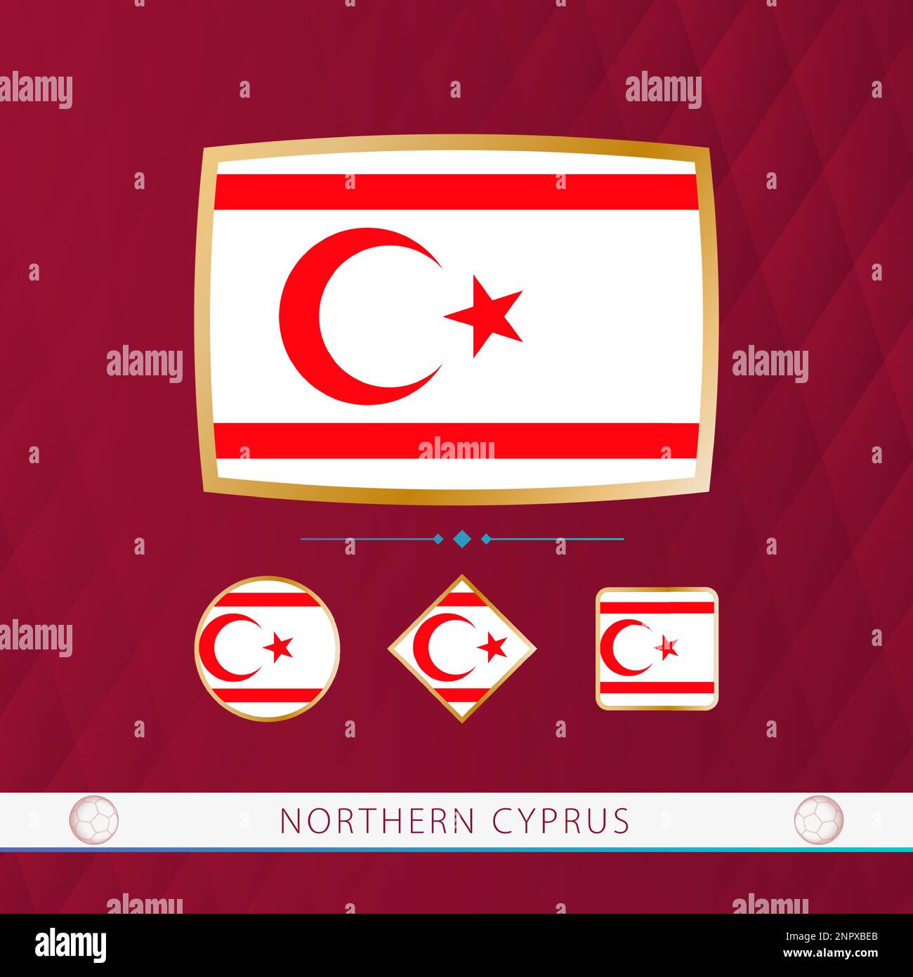 Set Of Northern Cyprus Flags With Gold Frame For Use At Sporting Events Set Of Northern Cyprus Flags With Gold Frame For Use At Sporting Events