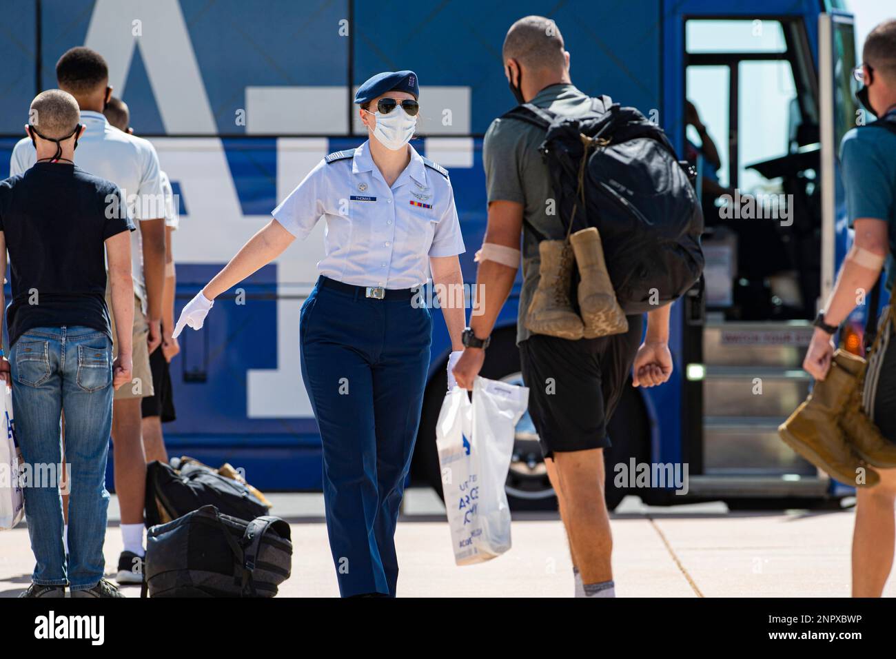 Air Force Inprocessing Day An upperclassman yells at an incoming cadet from a safe distance during ...