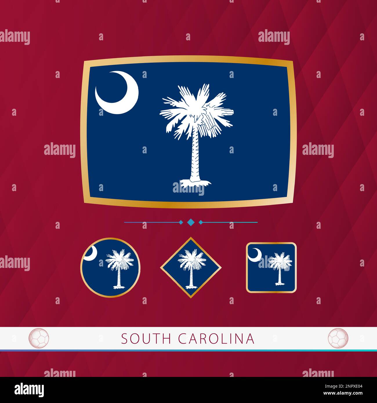 Set of South Carolina flags with gold frame for use at sporting events
