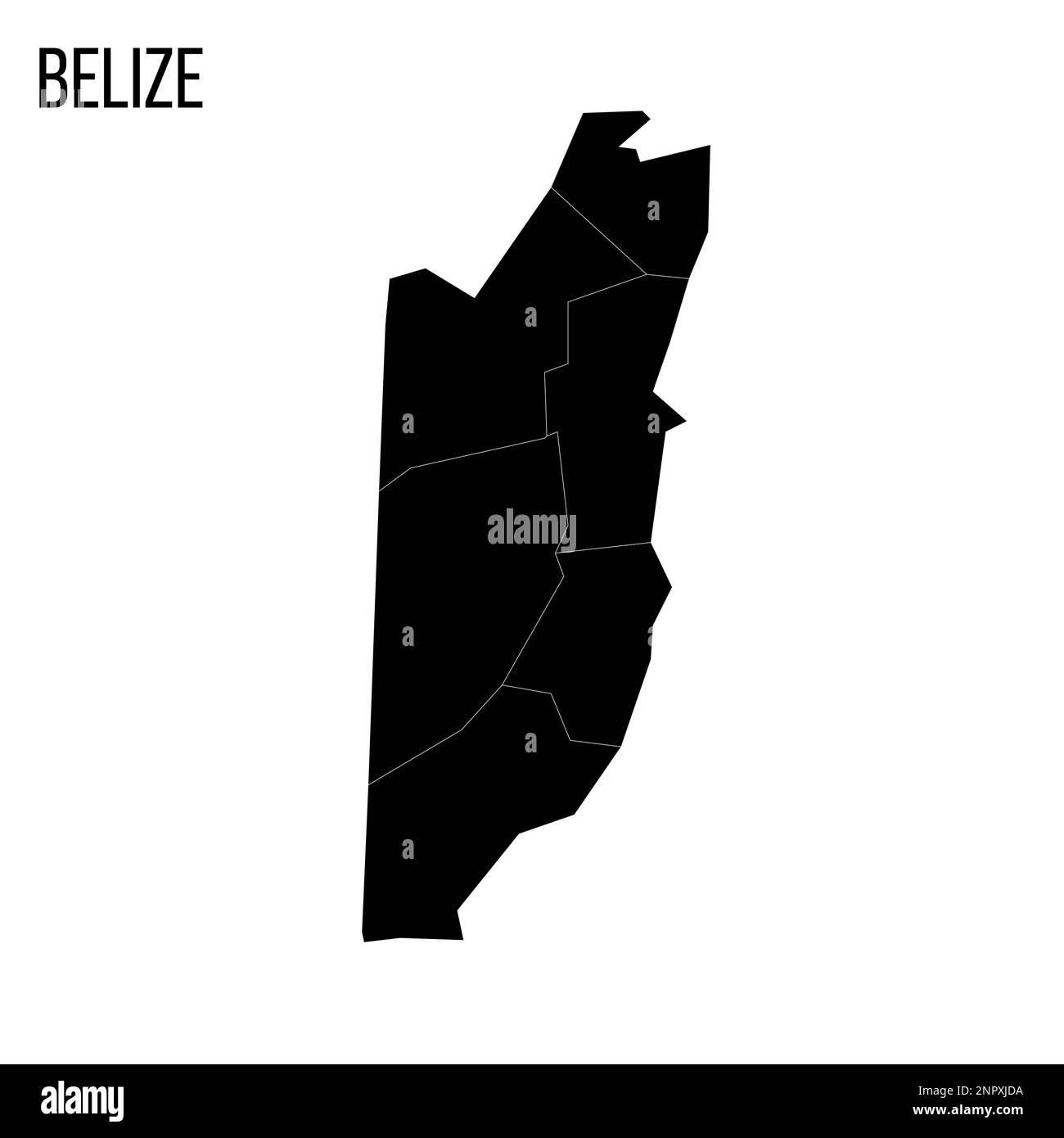 Belize political map of administrative divisions districts. Blank