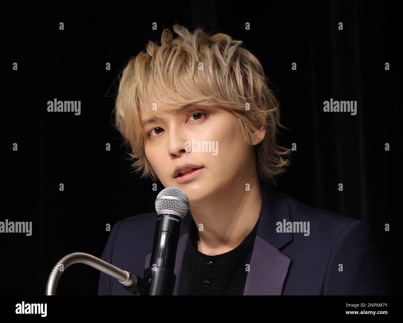 Japanese singer and actor Yuya Tegoshi attends a press conference to ...