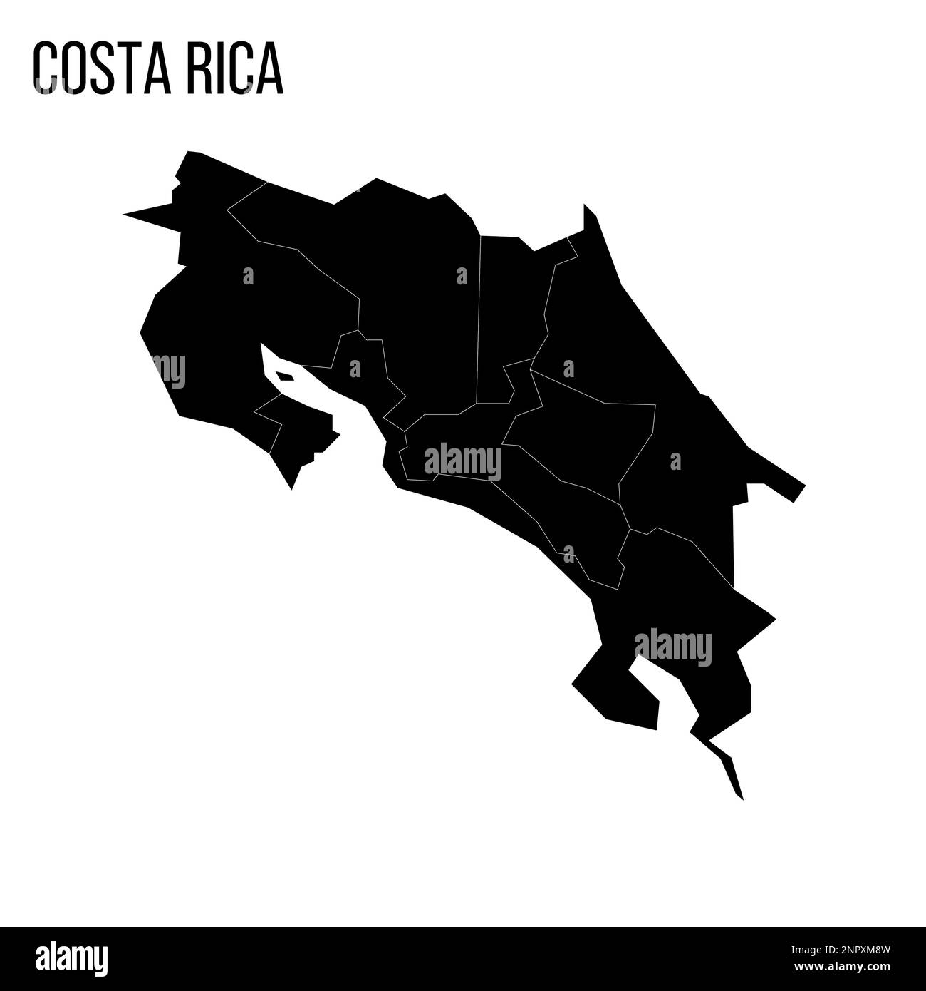 Costa Rica political map of administrative divisions provinces. Blank