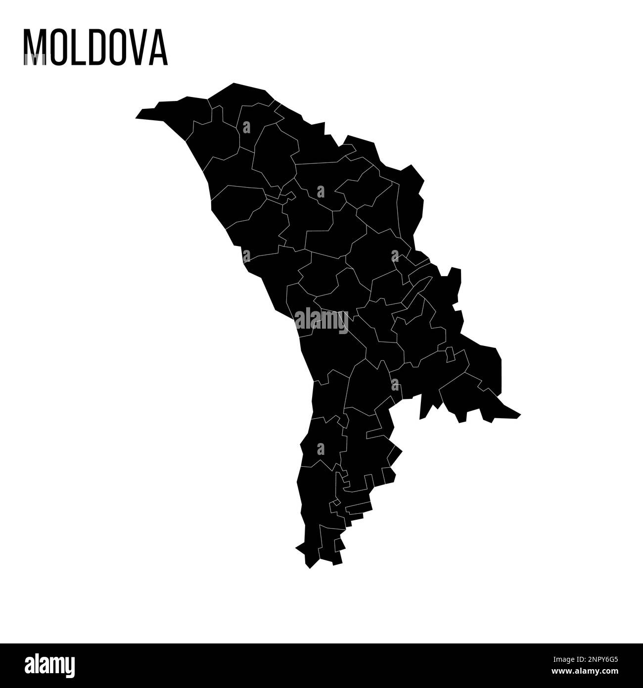 Moldova political map of administrative divisions - districts