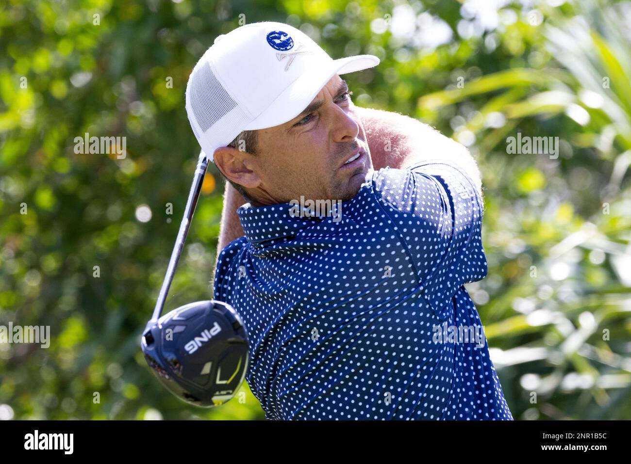 Charles Howell III of Crushers GC hits his shot from the fifth tee during  the final round of the LIV Golf Mayakoba at El Camaleón Golf Course,  Sunday, Feb. 26, 2023, in