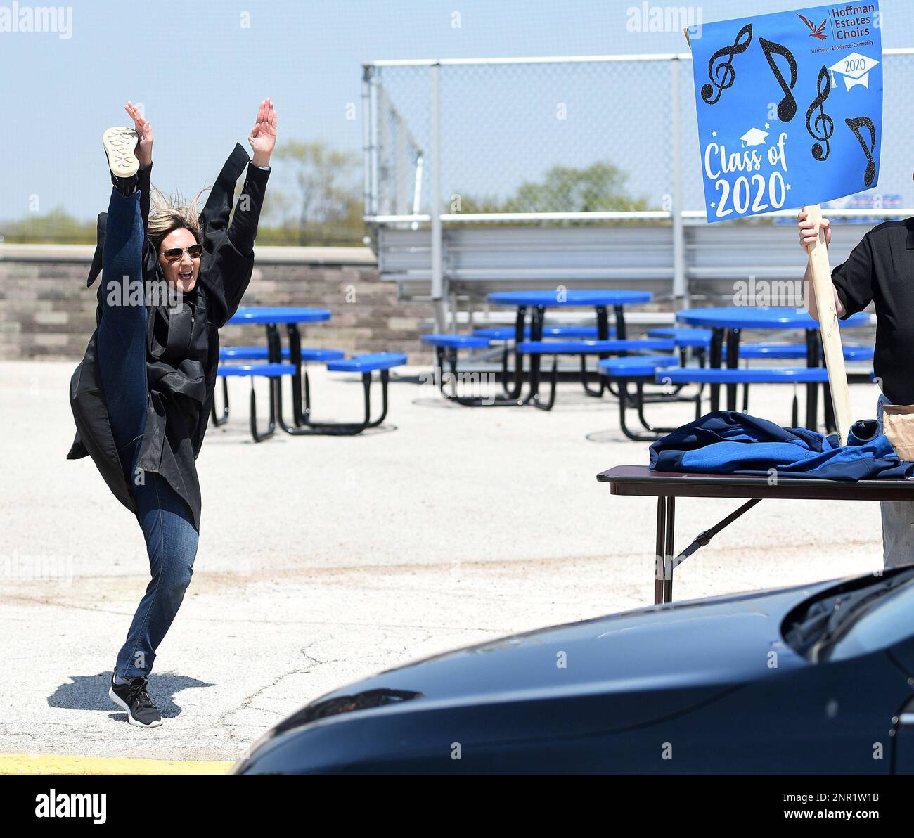 Science teacher Suzanne Fetherling had a special move for each senior