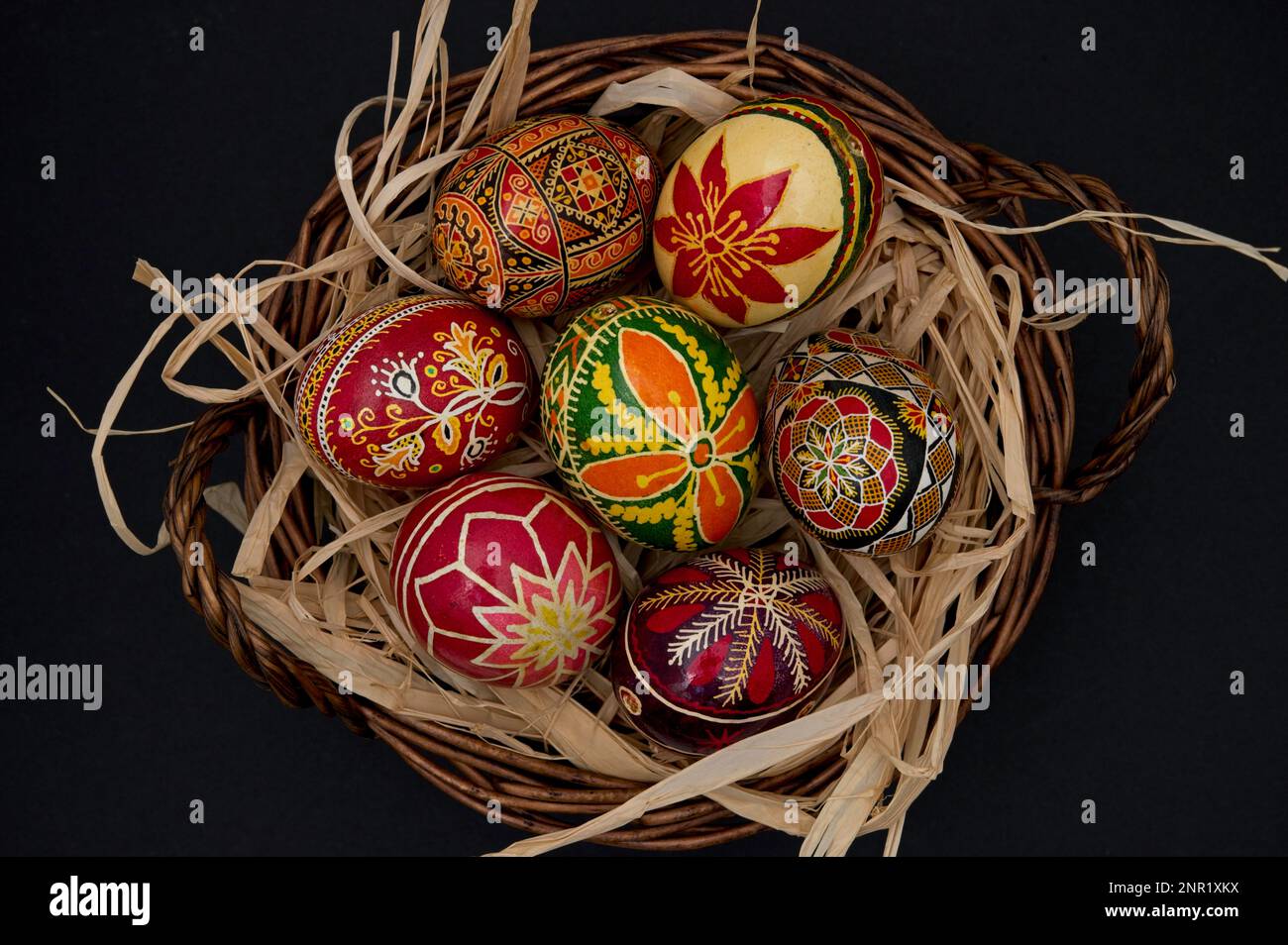 Pysanka, Pysanky Ukrainian Easter eggs. Eastern Ukrainian patterns Stock Photo