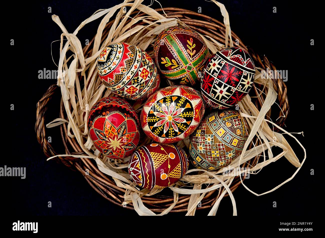 Pysanka, Pysanky Ukrainian Easter eggs traditional patterns Stock Photo