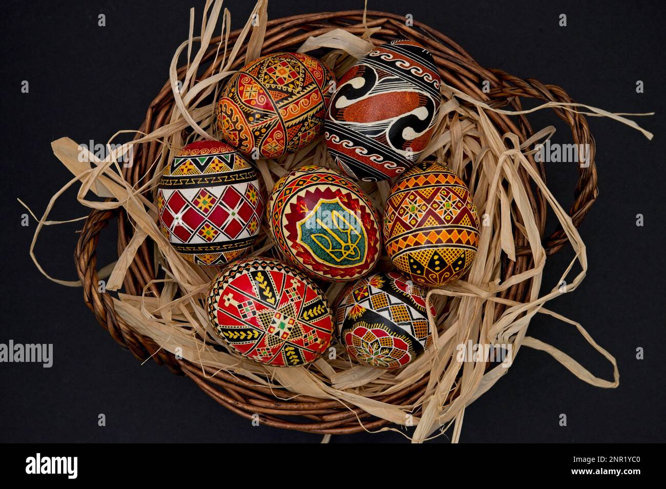 Pysanka, Pysanky Ukrainian Easter eggs trident Stock Photo