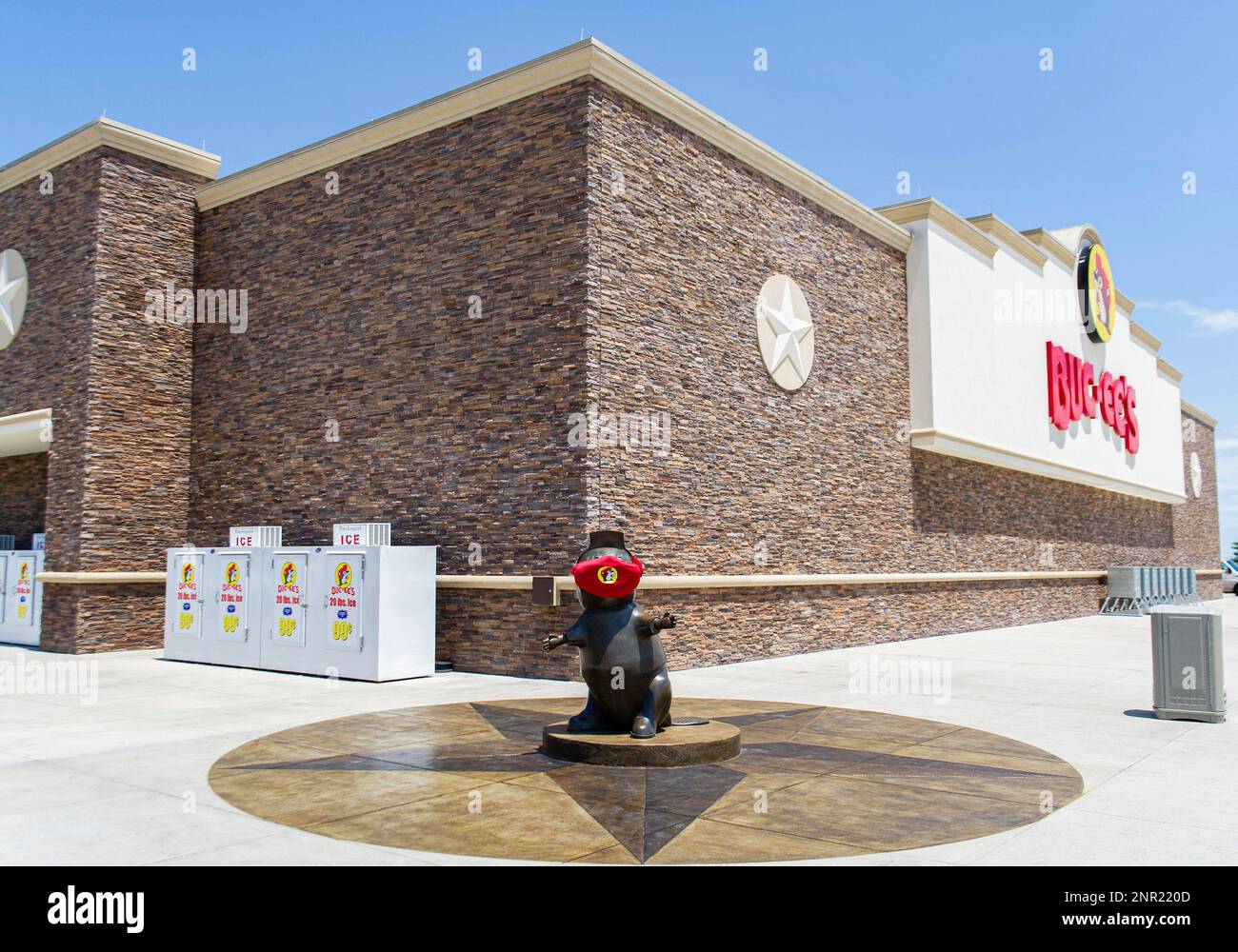 May 7 2020 Bucky the beaver statue wears a mask at the Bucee's Gas