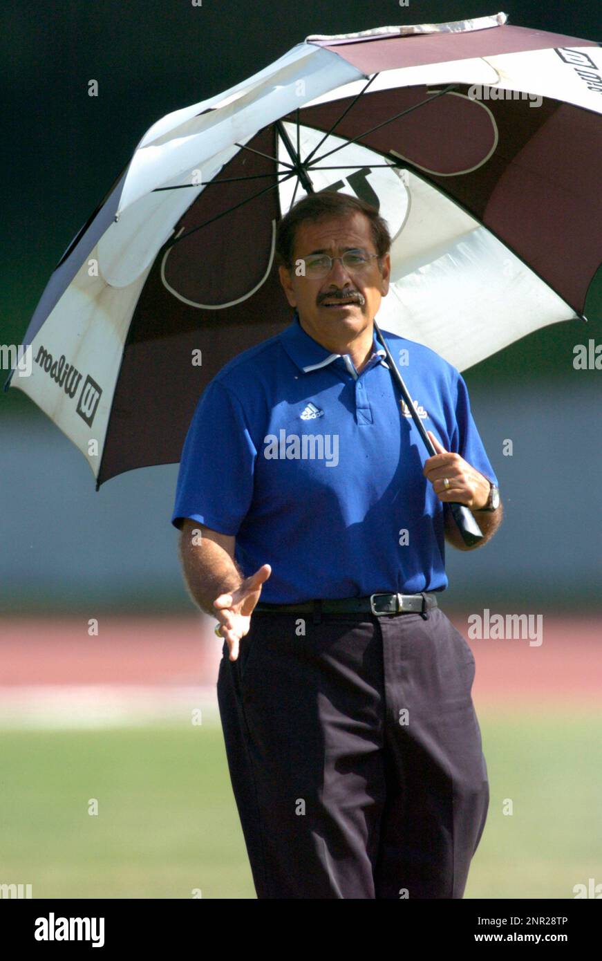 UCLA throws coach Art Venegas watches the hammer competition during the