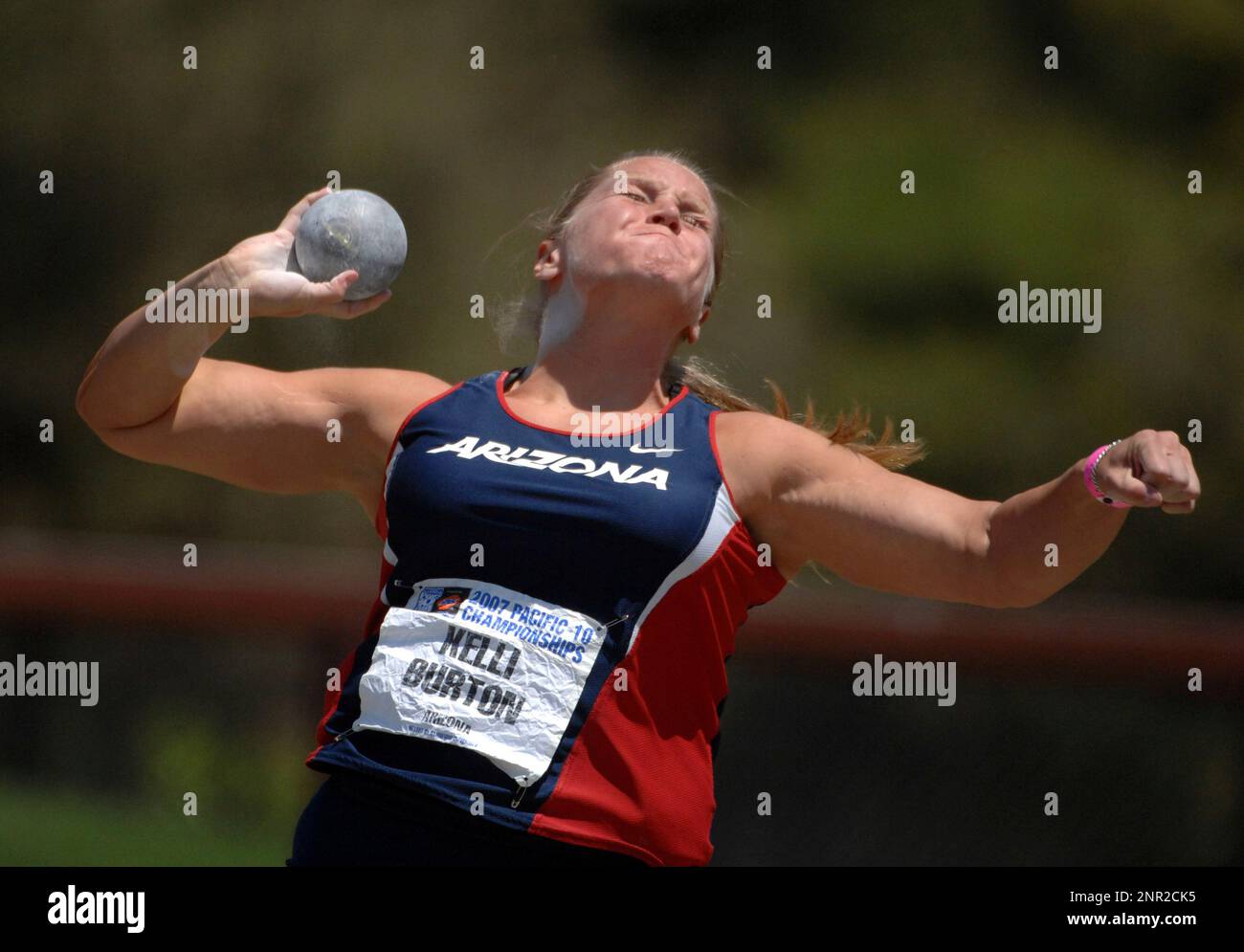 Kelli Burton of Arizona was third in the shot put at 50 10 15.49m