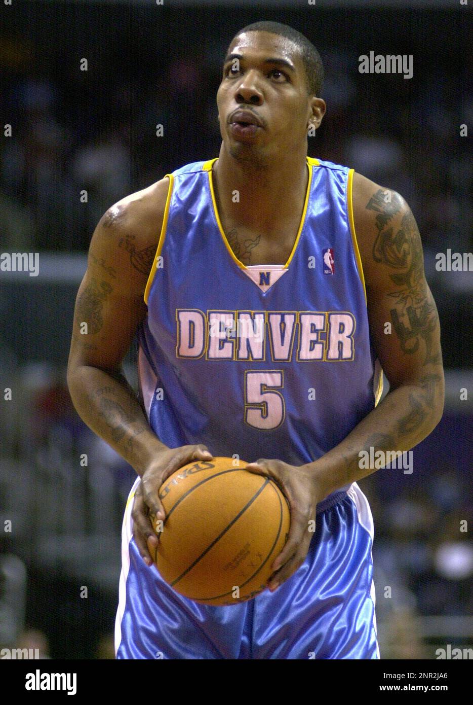 Rodney White of the Denver Nuggets during 120-104 loss to the Los Angeles Clippers at the Staples Center during an NBA basketball game on Thursday, Dec. 31, 2003 in Los Angeles. (Kirby Lee via AP) Stock Photo