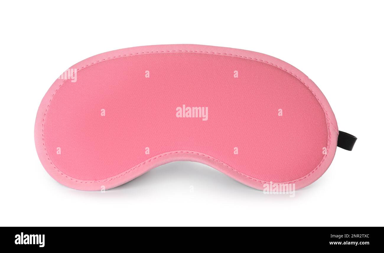 Pink sleep eye mask isolated on white Stock Photo Alamy