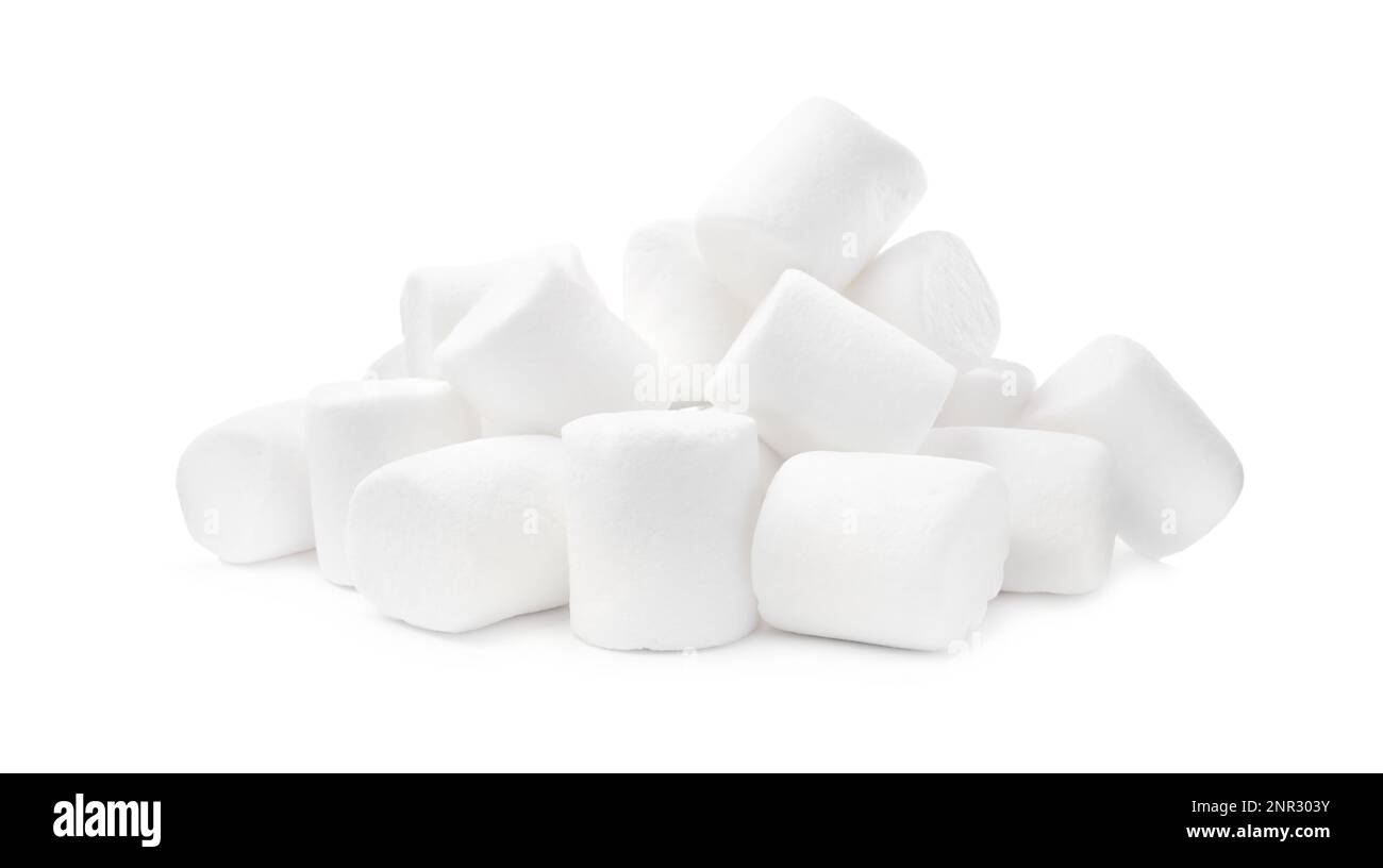 Pile of delicious puffy marshmallows on white background Stock Photo ...